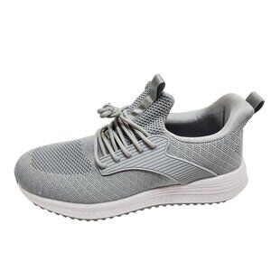 Men's Gray Athletic Sneakers Size 10.5 Lightweight Breathable Knit Fabric